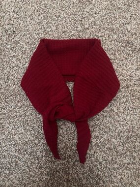 Red bandana scarf neck tie knit